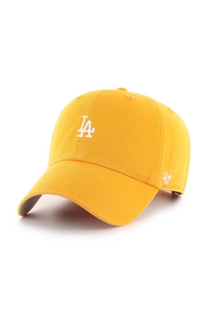 Бавовняна бейсболка 47brand MLB Los Angeles Dodgers колір жовтий з аплікацією (3278005)