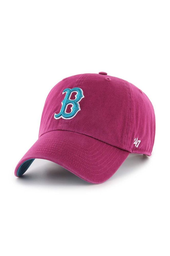 Бавовняна бейсболка 47brand MLB Boston Red Sox колір бордовий з аплікацією