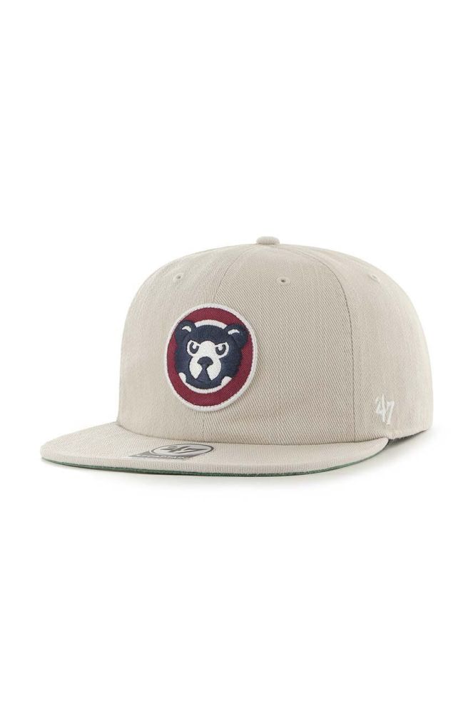 Кепка з домішкою вовни 47brand MLB Chicago Cubs колір бежевий з аплікацією