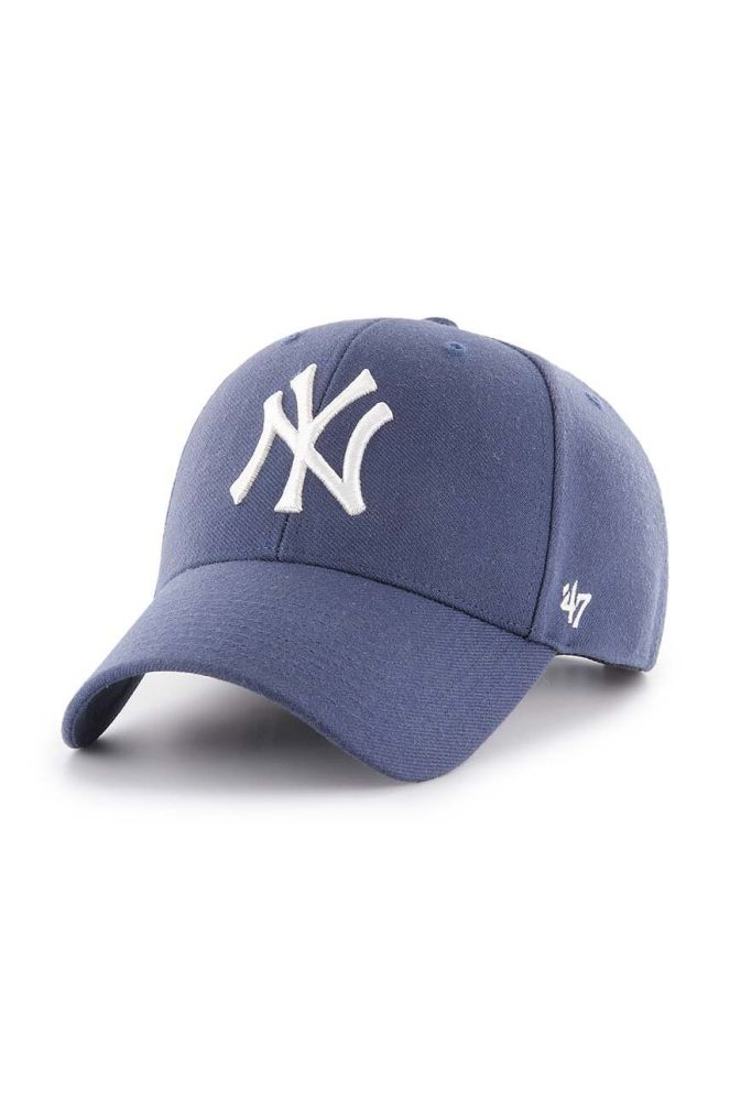 Кепка з домішкою вовни 47brand MLB New York Yankees колір фіолетовий з аплікацією