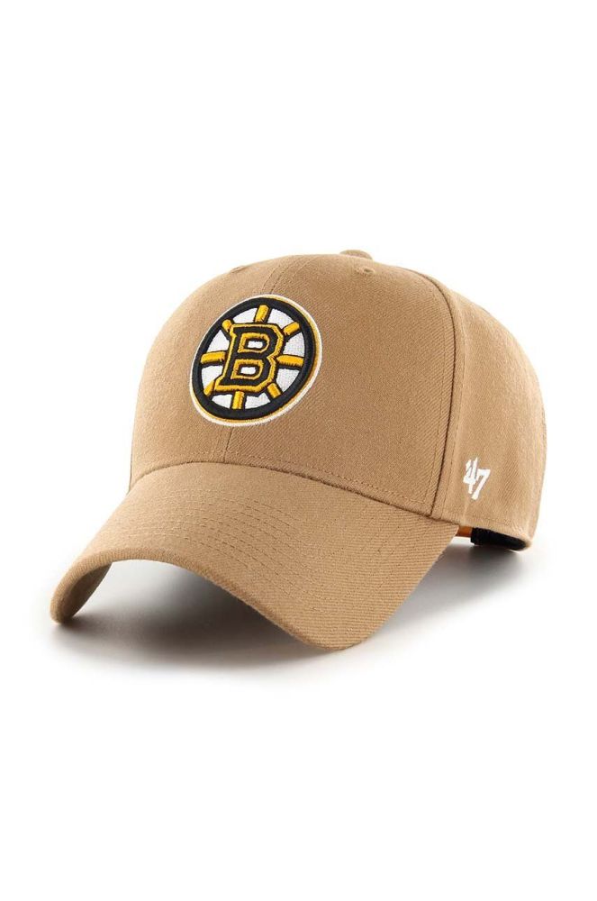 Кепка з домішкою вовни 47brand NHL Boston Bruins колір бежевий з аплікацією