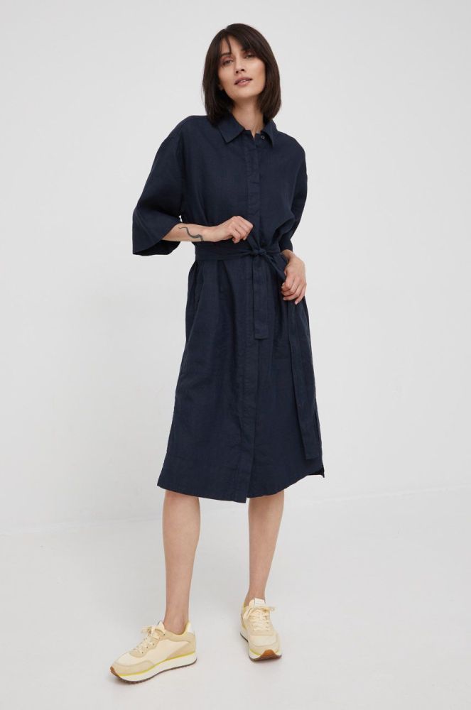 Льняна сукня Marc O'Polo колір синій mini oversize