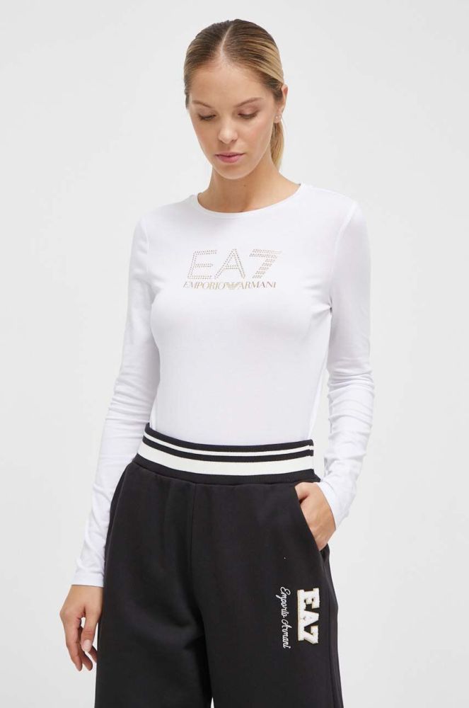 Лонгслів EA7 Emporio Armani жіночий колір білий (3599980)