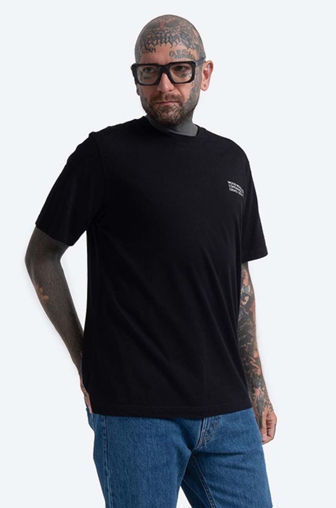 Бавовняна футболка Wood Wood Sami Info T-shirt колір чорний з принтом 12135720.2491-WHITE
