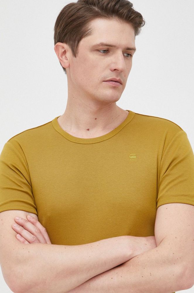 Бавовняна футболка G-Star Raw колір зелений однотонна