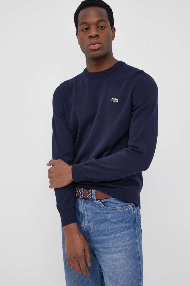 Бавовняний светр Lacoste колір синій легкий (2319497)