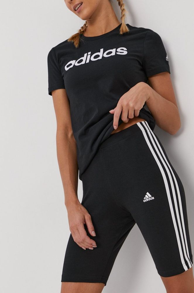 Шорти adidas жіночі колір чорний з аплікацією висока посадка (1498761)
