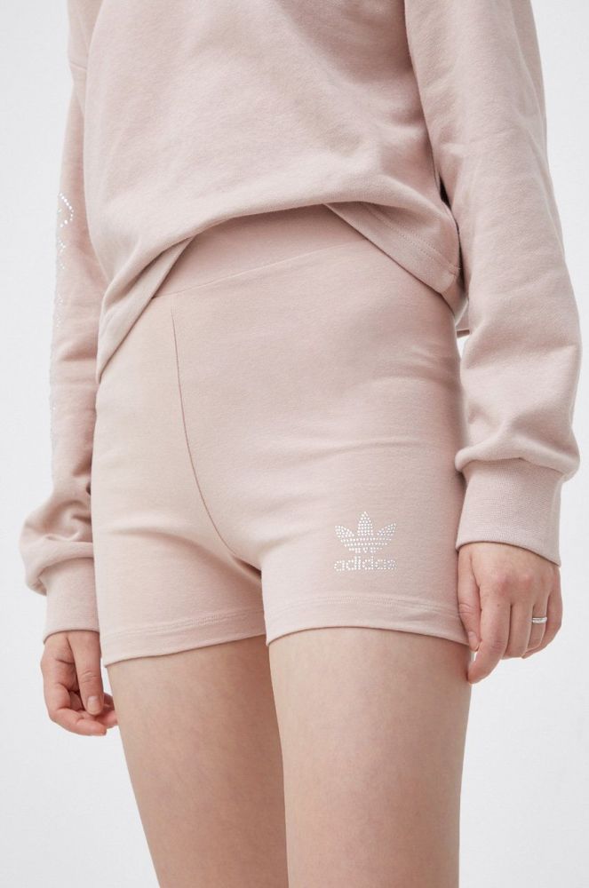 Шорти adidas Originals жіночі колір коричневий гладкі висока посадка