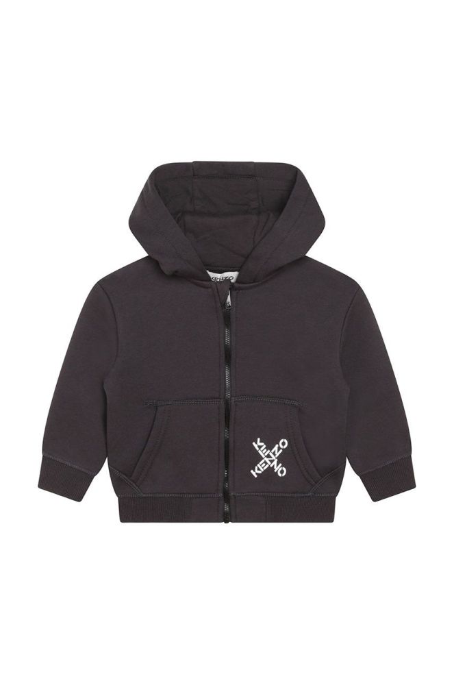 Дитяча кофта Kenzo Kids колір сірий з принтом