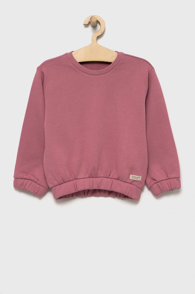 Дитяча бавовняна кофта United Colors of Benetton колір фіолетовий однотонна (2620789)