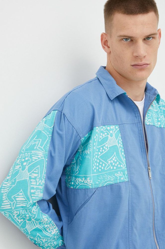 Куртка Quiksilver X Stranger Things чоловіча перехідна oversize колір блакитний