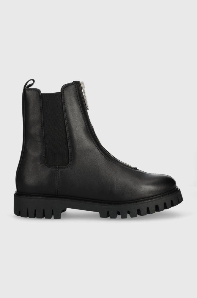 Шкіряні черевики Tommy Hilfiger Zip Boot жіночі колір чорний на плоскому ходу