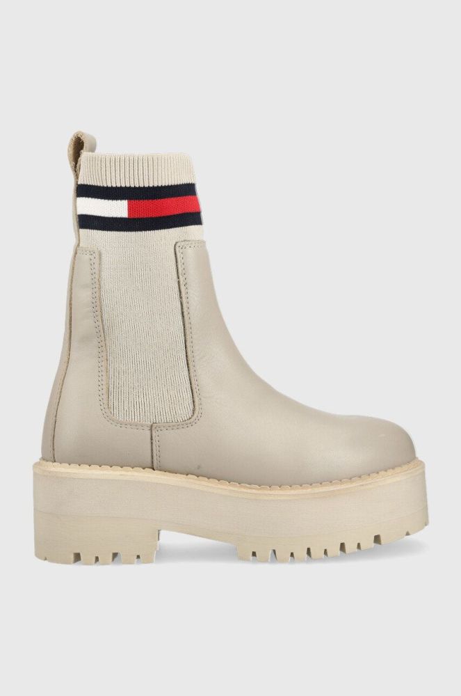 Черевики Tommy Jeans Tamy Higher - 2A Chelsea жіночі колір бежевий на платформі