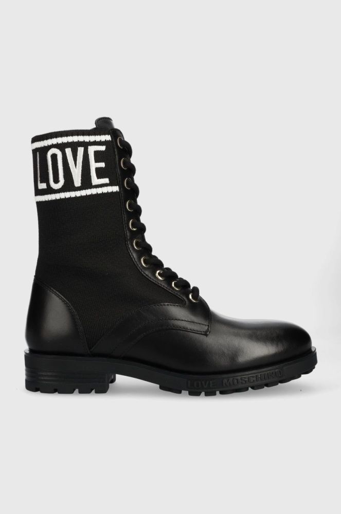 Черевики Love Moschino жіночі колір чорний на плоскому ходу (2513062)