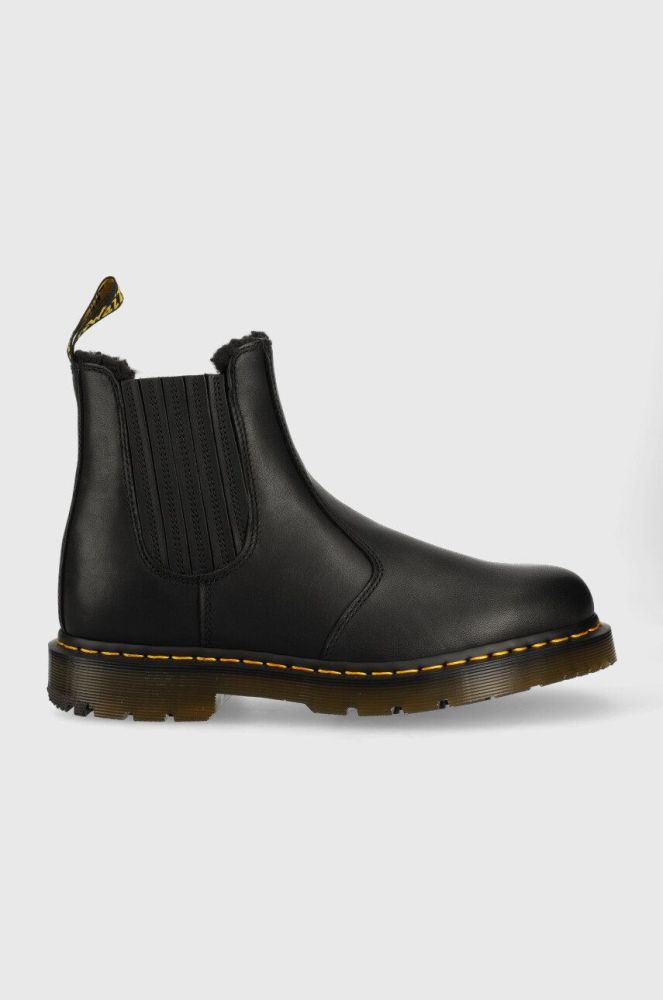 Шкіряні черевики Dr. Martens 2976 жіночі колір чорний на плоскому ходу утеплене DM27829001-Black