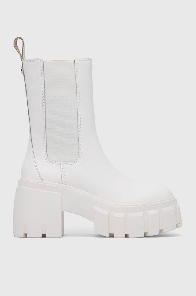 Шкіряні черевики Steve Madden Ballistic жіночі колір білий каблук блок