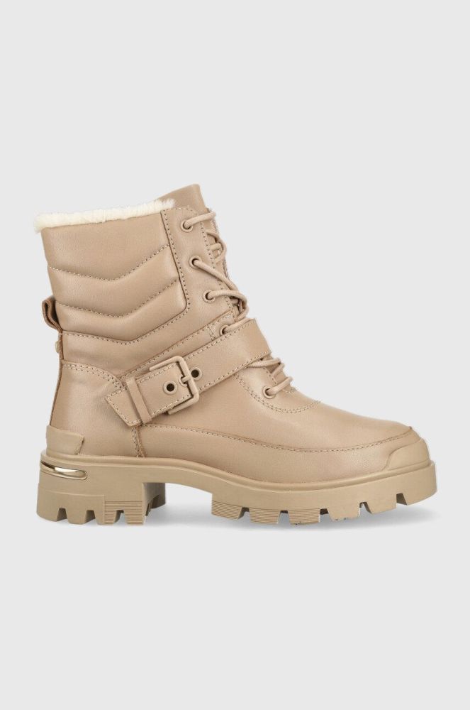 Шкіряні черевики Aldo Alpa жіночі колір бежевий на плоскому ходу злегка утеплена