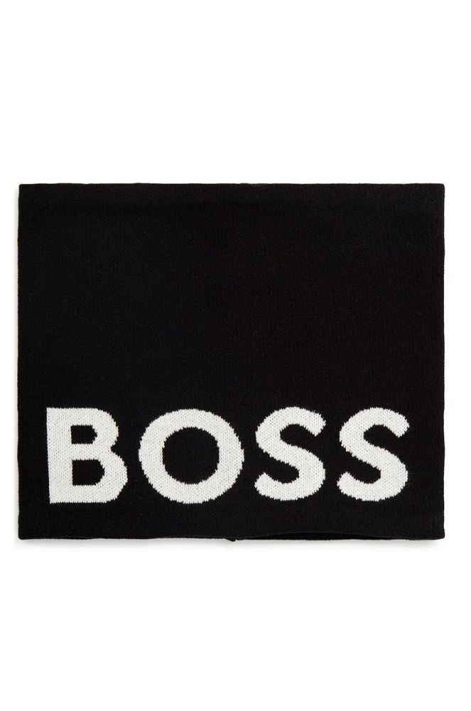 Дитячий снуд BOSS колір чорний з принтом