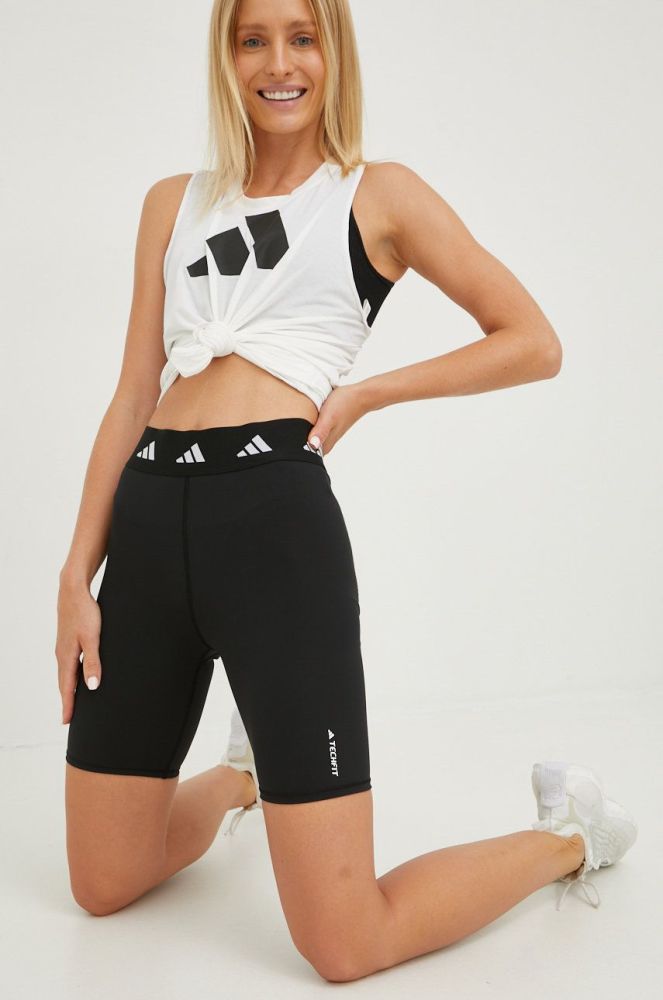 Шорти для тренувань adidas Performance жіночі колір чорний однотонні висока посадка