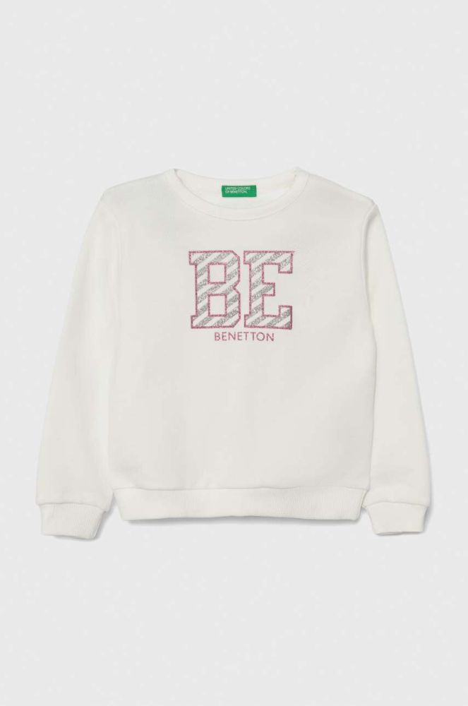 Дитяча бавовняна кофта United Colors of Benetton колір білий з принтом (3388257)