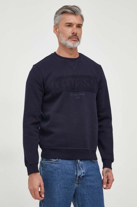 Кофта Guess чоловіча колір синій з аплікацією (3609257)