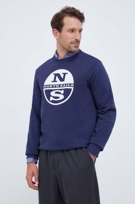 Бавовняна кофта North Sails чоловіча  з принтом колір темно-синій (3461882)