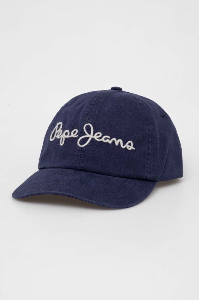 Бавовняна бейсболка Pepe Jeans Gilbert колір синій з аплікацією