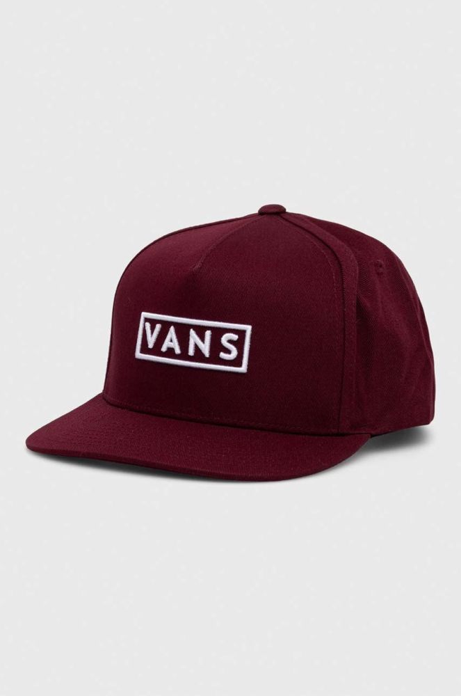 Бавовняна бейсболка Vans колір бордовий з аплікацією