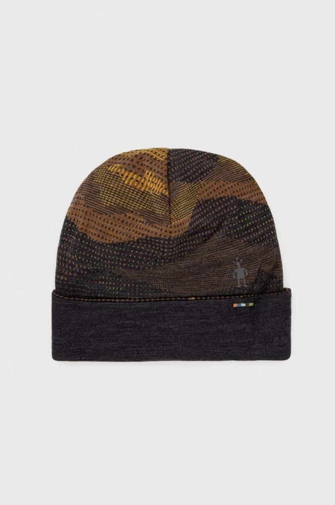 Двостороння шапка Smartwool Thermal Merino Reversible колір коричневий з тонкого трикотажу вовна