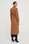 Вовняне пальто Elisabetta Franchi колір коричневий перехідний двобортний
