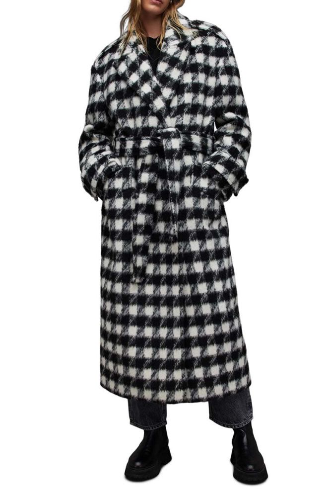 Пальто з домішкою вовни AllSaints Haithe колір чорний перехідне oversize