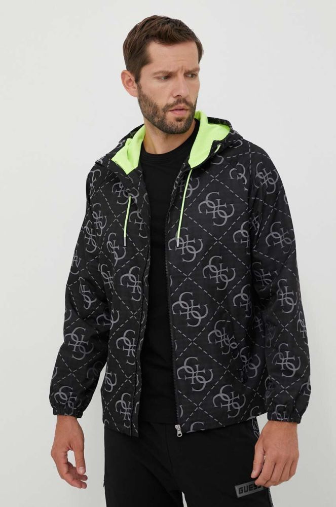 Куртка Guess чоловіча колір чорний перехідна oversize