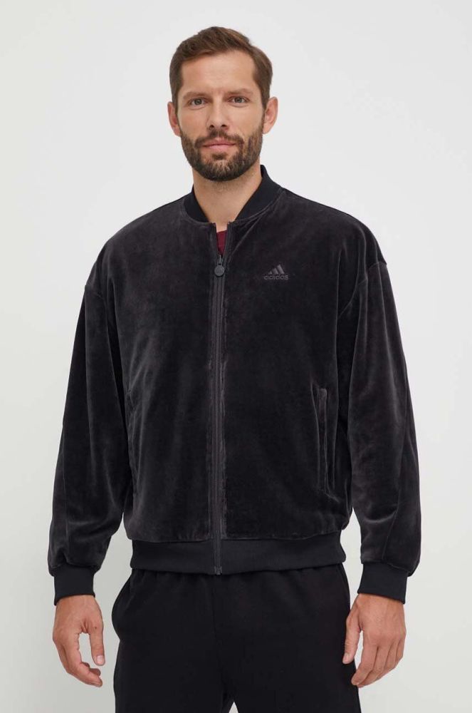 Двостороння куртка-бомбер adidas чоловіча колір чорний перехідна oversize