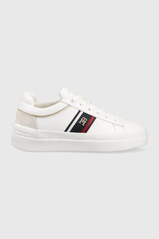 Шкіряні кросівки Tommy Hilfiger CORP WEBBING COURT колір білий FW0FW07387