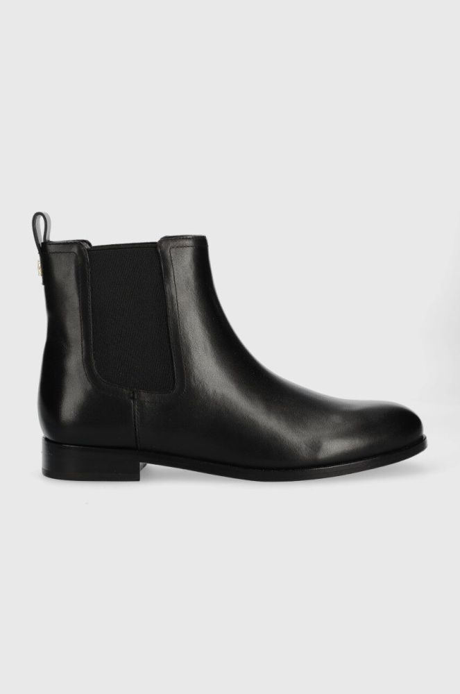 Шкіряні черевики Lauren Ralph Lauren Brylee жіночі колір чорний на плоскому ходу 802908354001