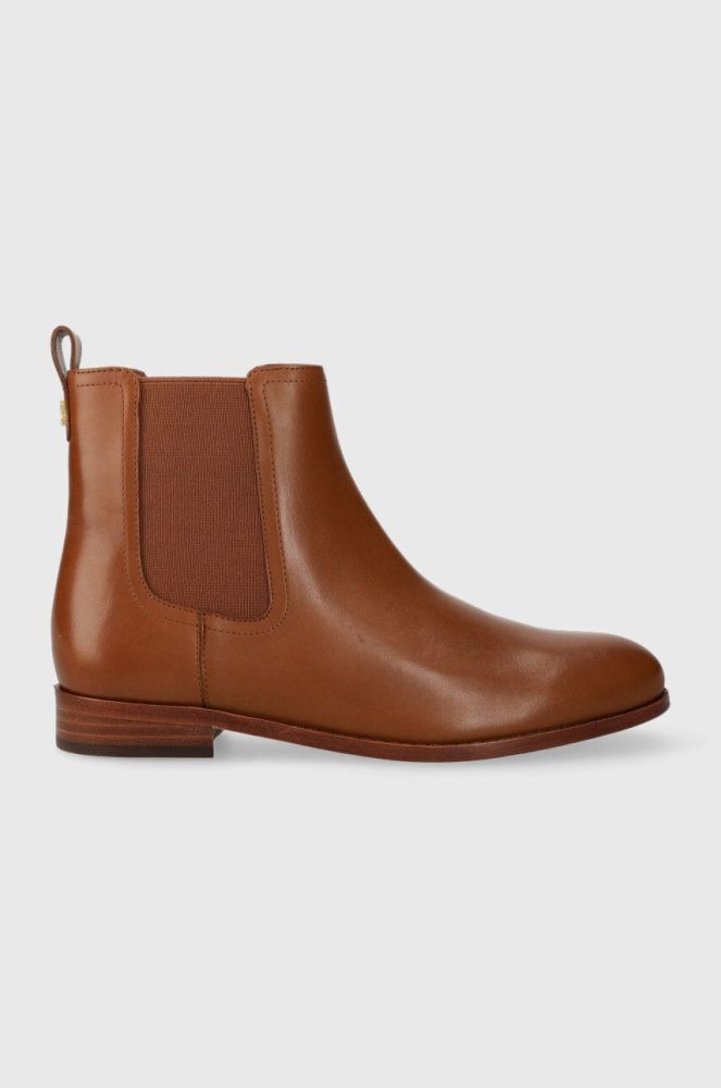 Шкіряні черевики Lauren Ralph Lauren Brylee жіночі колір коричневий на плоскому ходу 802908354002
