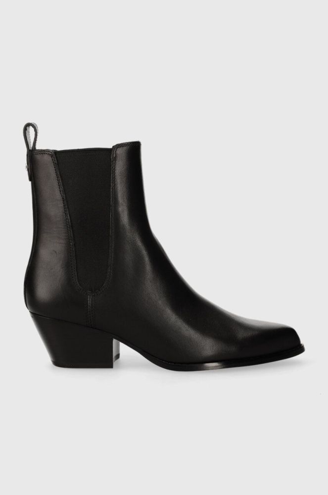 Шкіряні черевики MICHAEL Michael Kors Kinlee жіночі колір чорний каблук блок 40F3KNME5L