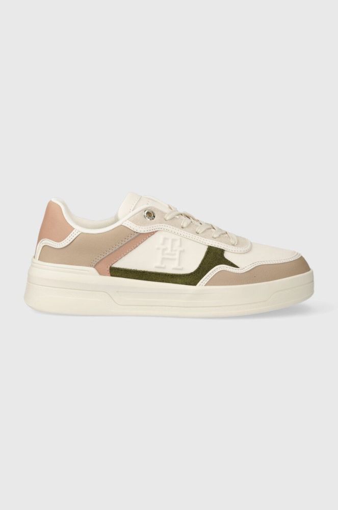 Шкіряні кросівки Tommy Hilfiger ESSENTIAL BASKET SNEAKER колір бежевий FW0FW07563