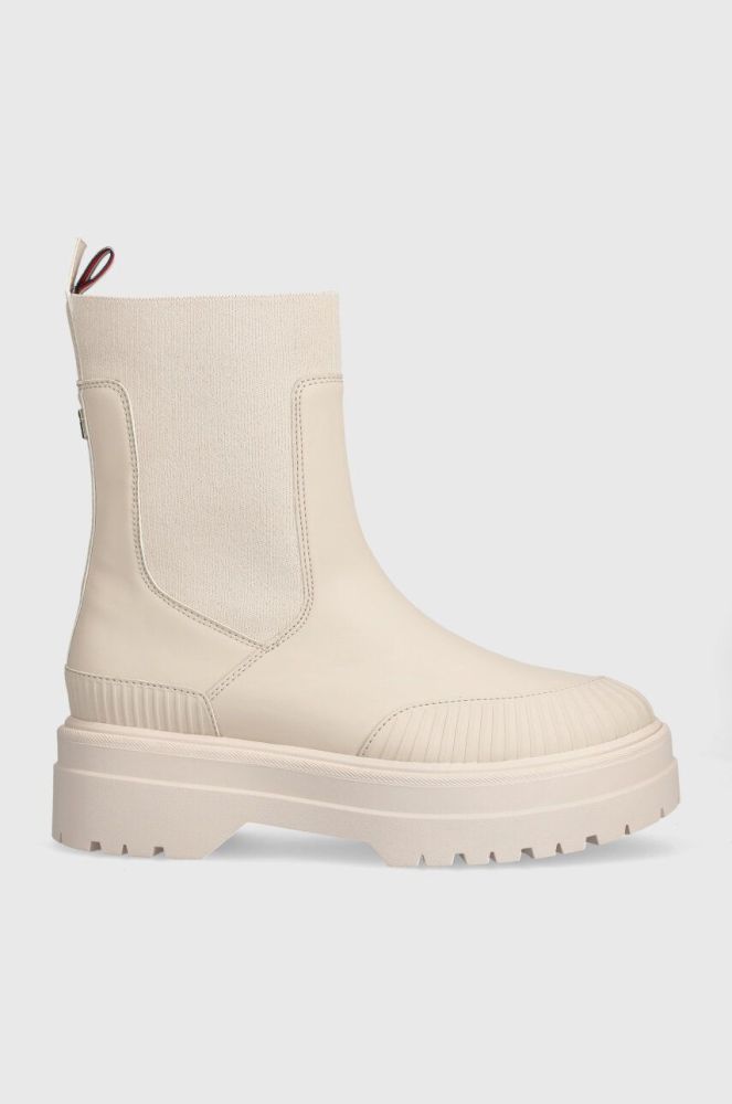 Черевики Tommy Hilfiger FEMININE RUBBERIZED THERMO BOOT колір бежевий на платформі FW0FW07475