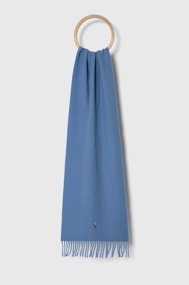 Вовняний шарф Polo Ralph Lauren однотонний колір блакитний (3497247)