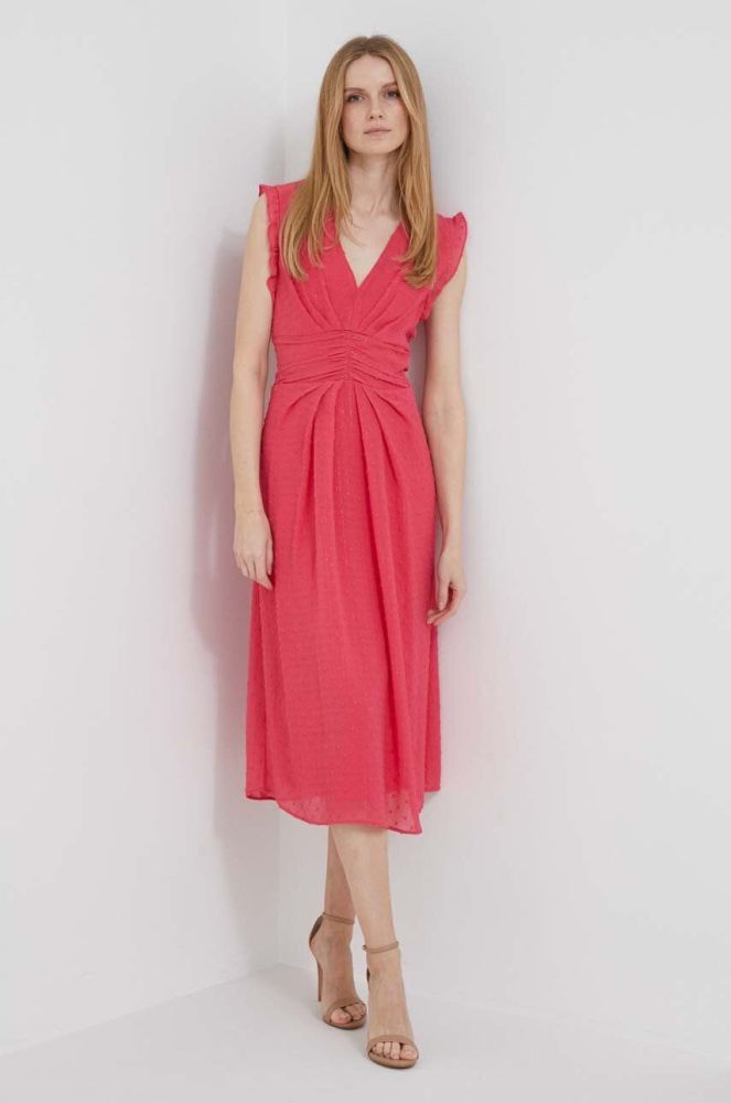Сукня Dkny колір рожевий midi розкльошена (3266420)