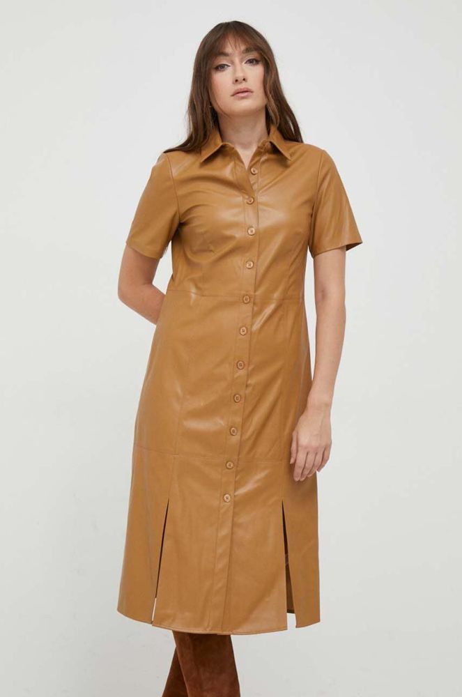 Сукня Dkny колір коричневий midi пряма