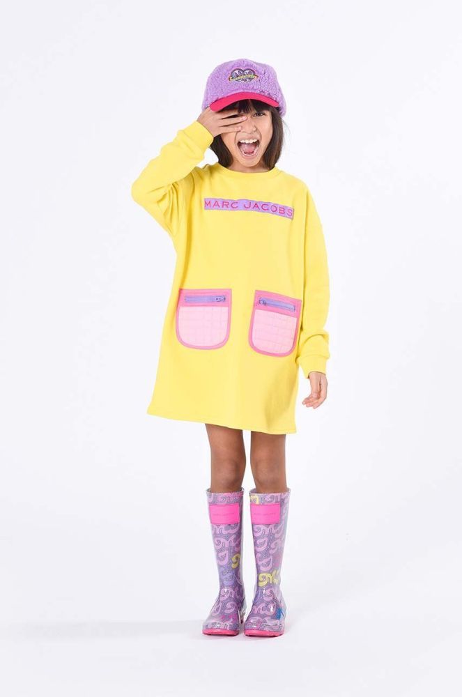 Дитяча бавовняна сукня Marc Jacobs колір жовтий mini пряма (3459540)