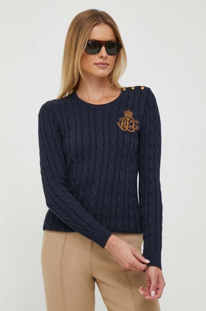 Бавовняний светр Lauren Ralph Lauren колір синій легкий