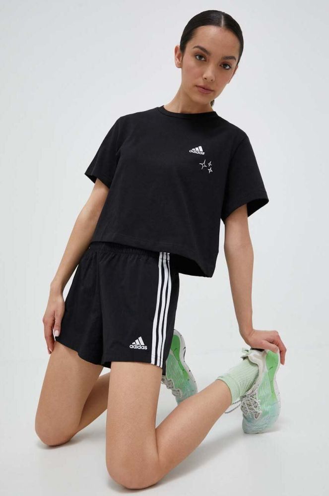 Шорти adidas жіночі колір чорний з аплікацією висока посадка (3319998)