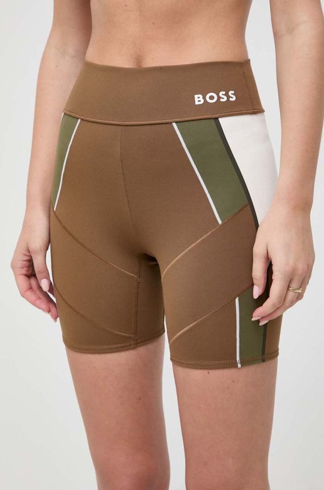 Шорти BOSS x Alica Schmidt жіночі колір коричневий візерунок висока посадка