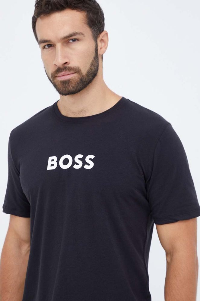 Футболка лаунж BOSS колір чорний з принтом (3508712)