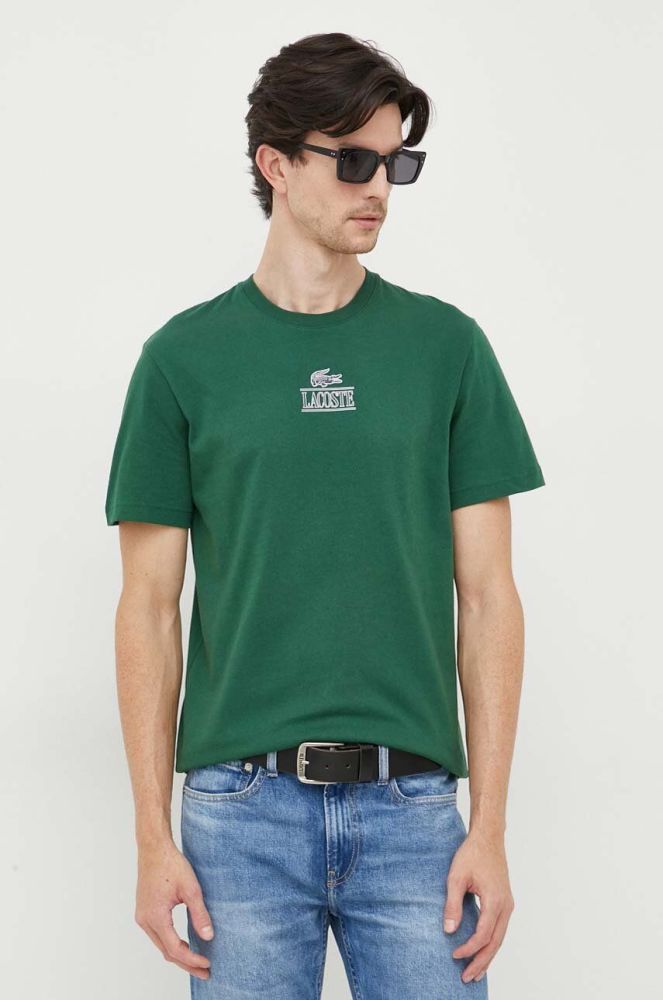 Бавовняна футболка Lacoste колір зелений з принтом (3534958)