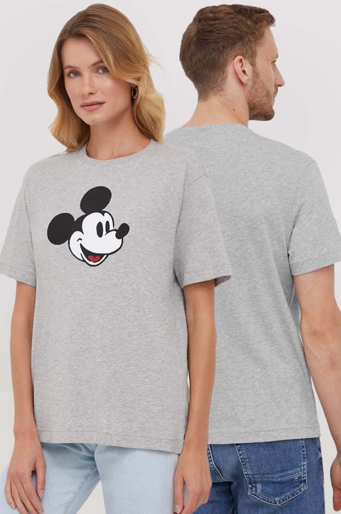 Бавовняна футболка United Colors of Benetton DISNEY колір сірий з принтом