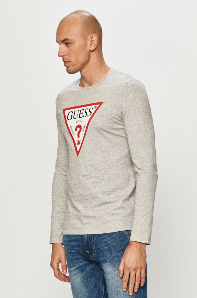 Guess - Лонгслів колір сірий
